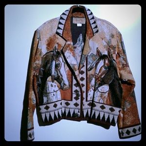 PAINTED PONY ,  HORSE Tapestry Jacket  L  48" bust